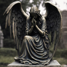 Sculpture Of A Weeping Angel.