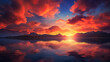 A big and awe-inspiring sunset background, the grandeur and beauty of the natural phenomenon Ai Generative