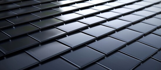 Poster - Abstract Black Tiled Wall Background with Geometric Squares Pattern in Modern Interior Design