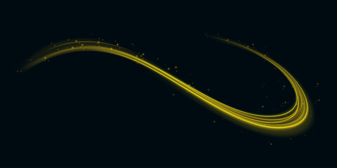 Poster - Luminous gold wavy line of light on a transparent background. Gold light