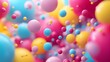 © Nicholas - Many rainbow gradient random bright soft balls background. Colorful balls background for kids zone or children's playroom. Huge pile of colorful balls in different sizes.