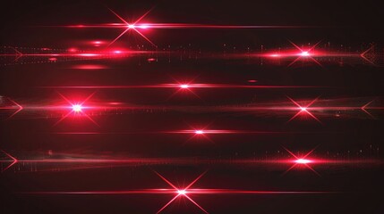 Wall Mural - red horizontal lens flares pack. laser beams, horizontal light rays.beautiful light flares. glowing 