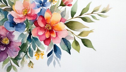 Wall Mural - watercolor flowers on a white background