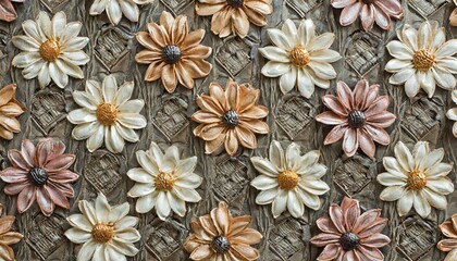 Wall Mural - seamless decorative leather flowers background pattern