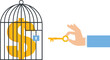 © Haider - Businessman uses a key unlock US dollar coin from a cage or unlock for success concept,