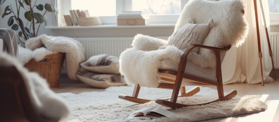 Sticker - Minimalistic White Chair on a Clean and Simple Background for Modern Interior Design Inspiration