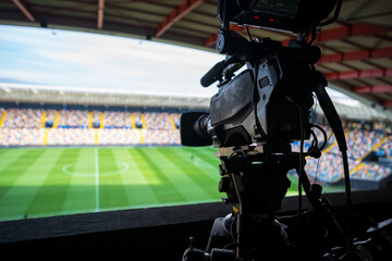 detail of the camera for filming football matches