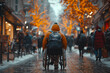 A photograph capturing the determination of disability rights activists advocating for accessibility and inclusivity in public spaces. Concept of disability activism. Generative Ai.