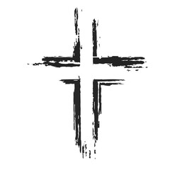 Wall Mural - graphics of a  black simple Christian cross