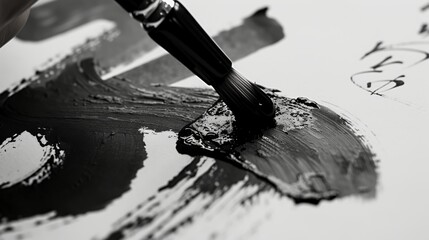 Poster - The graceful movements of a paintbrush bring life to a blank canvas, etching out delicate lines and intricate details in a symphony of handwriting and art