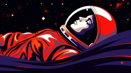 close-up illustration of an astronaut portrait. exploration of outer space and new planets