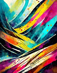 Wall Mural - abstract colorful background with grunge brush strokes and paint splashes