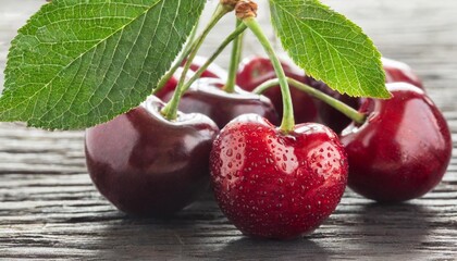 Wall Mural - sweet cherry with leaf