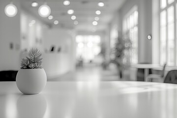 Wall Mural - Office flower, black and white frame with selective focus and copy space