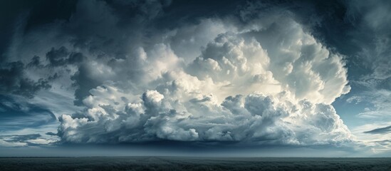 Wall Mural - Majestic white fluffy cloud hovering in the vast blue sky on a sunny day