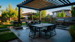 © BraveSpirit - Luxurious outdoor dining area with pergola and garden views