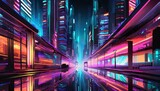 Fototapeta  - neon streets of the futuristic city