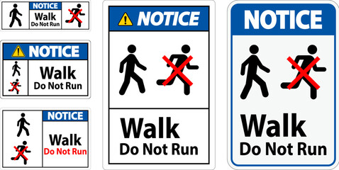 Poster - No Running Safety Sign, Caution - Walk, Do Not Run