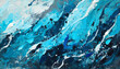 Bright colorful blue cyan white oil paint on surface abstract art backdrop