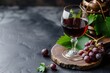 © Lukasz Czajkowski - Glass of Red Wine Next to a Bunch of Grapes. Generative AI