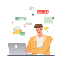 Wall Mural - business people working with laptop for planning, thinking and economic analysis on isolated white b