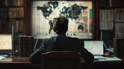 Poster - Stock market curve on screen. Investing in the stock market. Stock exchange. 