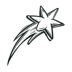 Silhouette of shooting star, vector illustration.