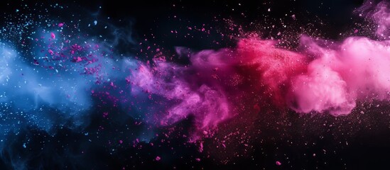 Fototapete - Vibrant and Colorful Smoke Explosion Bursting on Dark Background for Design and Creativity Inspiration