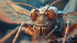 Detailed Macro of a Brown Grasshopper's Face