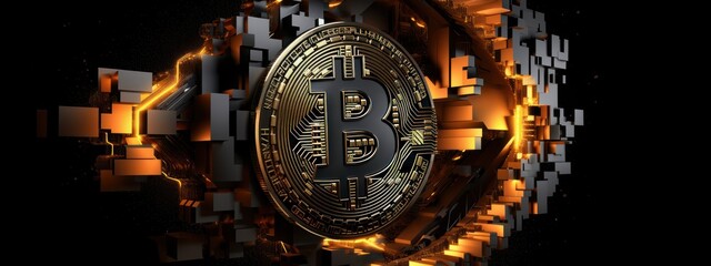 Digital Bitcoin Breakthrough Concept