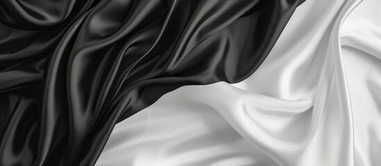 Poster - Elegant Black and White Silk Fabric Textile Texture for Fashion Design and Background