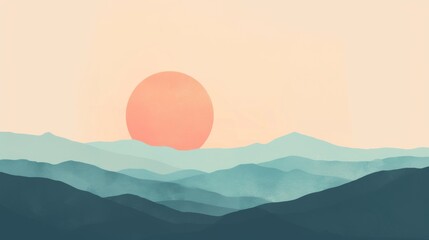 minimalistic wallpaper mountains sun