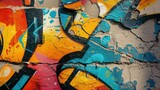 Fototapeta Młodzieżowe - Vibrant graffiti adorns a wall, creating an abstract and dynamic background. Urban, Ai Generated.