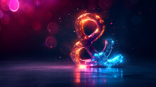 Ampersand Sign - Colorful Glowing Outline Symbol On Blue Lens Flare Dark Background, Generative Ai