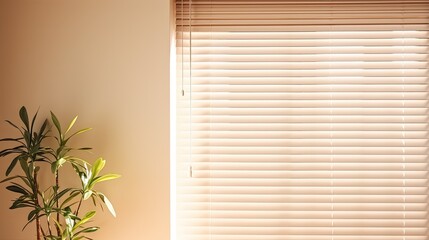 Wall Mural - Remote controlled motorized blinds with sunlight tracking, solid color background