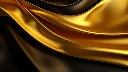 Wall Mural - Luxurious golden background with satin drapery. 3d illustration, 3d rendering.3d Abstract Modern Business Background wallpaper background golden with black wavy lines