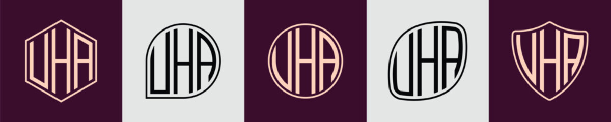 Wall Mural - Creative simple Initial Monogram UHA Logo Designs.