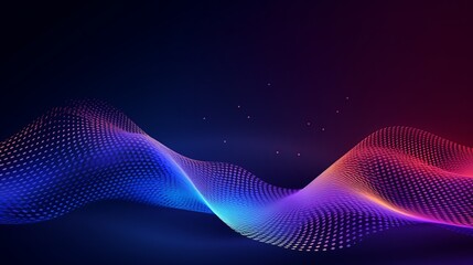 Wall Mural - Wave of dots and weave lines. Abstract background. Network connection structure