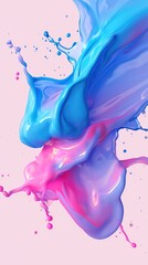 Poster - abstract background of blue, pink and purple paint splashing on a pink background. Banner.