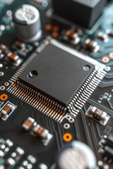Poster - Close-up View of Computer Motherboard. Banner.
