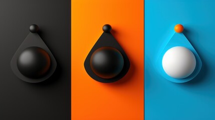 Poster - abstract geometric background with balls, circles and drops.