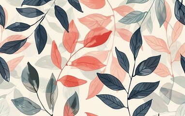 Sticker - seamless pattern with leaves