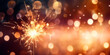 © Teerasak - Radiant New Year: Sparkler Igniting with Shimmering Sparks Against a Festive Silvester Party Background
