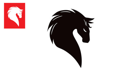 Wall Mural - GREAT BLACK HORSE LOGO, silhouette of strong hoesr head vector illustrations