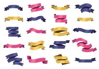 Wall Mural - colorful ribbon banners. abstract decorative scroll borders for text, cartoon banner design for cele