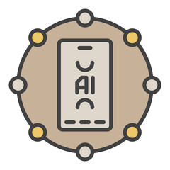 Poster - Artificial Intelligence Smartphone inside Circle vector AI colored icon or symbol