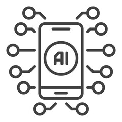 Poster - artificial intelligence in smart phone vector ai in mobile device icon or symbol in thin line style