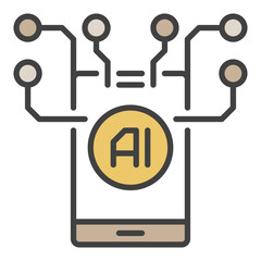 Poster - Phone and AI vector Artificial Intelligence Smartphone colored icon or sign