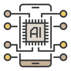 Poster - Smartphone and AI Chip vector New Mobile Technology colored icon or design element