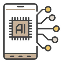 Poster - Smartphone with AI Chip vector Artificial Intelligence Phone colored icon or design element